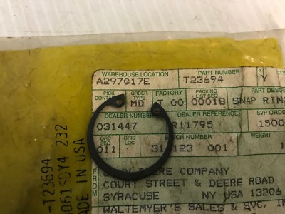 T23694 GENUINE John Deere SNAP RING Replaces B29376 | eBay
