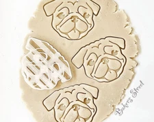 Pug Cookie Cutter, Pet Portrait Cookie Cutter, Fondant Cutter with stamp