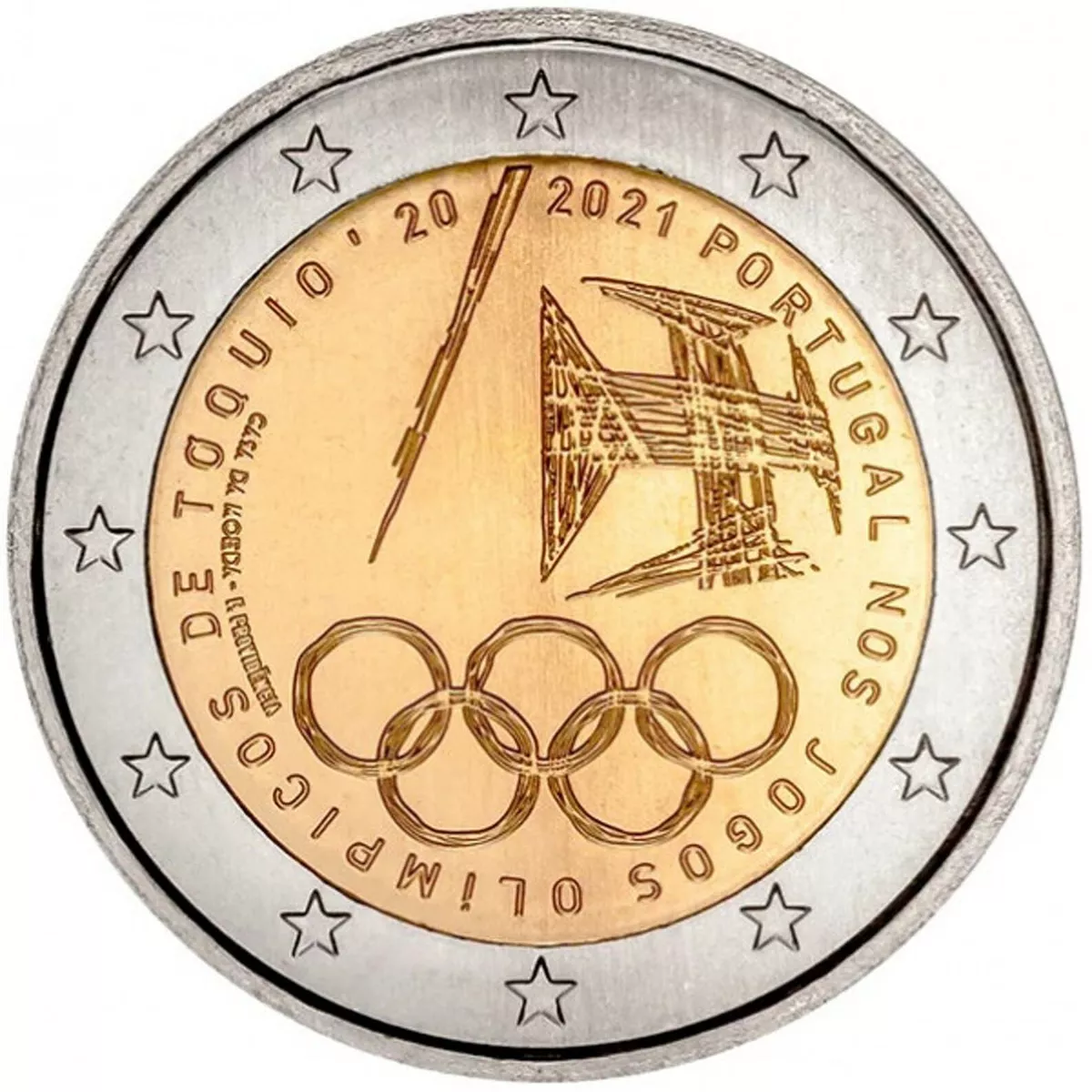 2 Euro Coloured Coin 2021 Portugal Olympic Games Tokyo 2021 Uncirculated  Coin