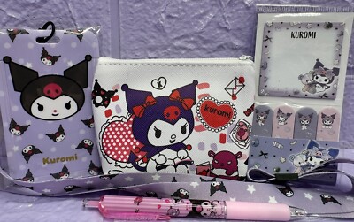Kuromi Handtasche Schlüsselband Memo Haftnotizen Gelstift süß Geschenkpaket Sanrio