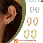3 Pairs Gold Plated Huggie Hoop Earrings Cartilage Piercing Jewellery Set