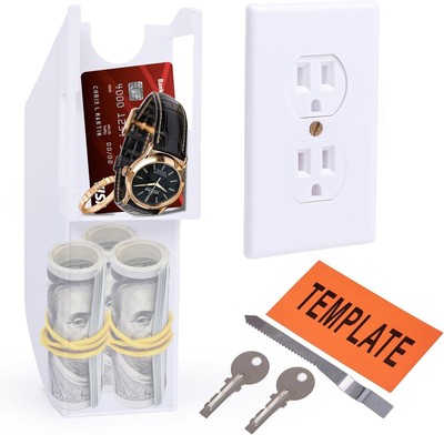 Hidden Wall Safe Outlet with Key Lock Electric Socket Safe Covert Wall Safe Dive