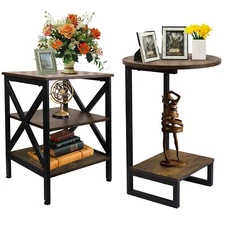 Cerbior Side Table End Table for Living Room Vintage Accent Coffee Bedside Table