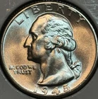 * 1945-P * SUPERB GEM BU MS WASHINGTON QUARTER * FRESH FROM ORIGINAL ROLL *