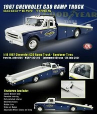 ACME 1:18 GOODYEAR 1967 Chevrolet C30 Ramp Truck Diecast Blue White A1801706