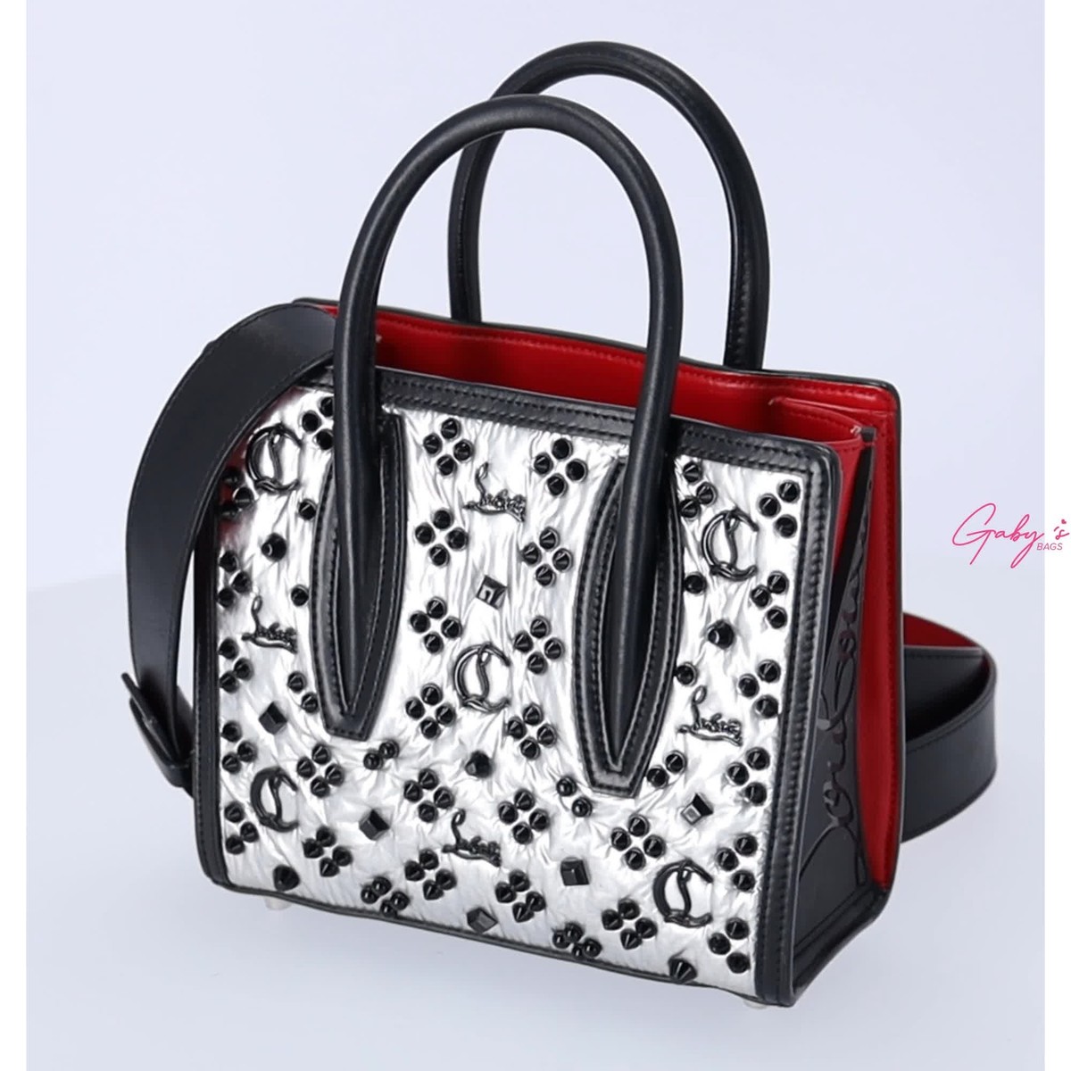 Christian Louboutin Paloma S Mini Handbag Black Silver Red Leather