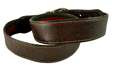 Genuine Vintage GUCCI Reversible Red Green Stripes Brown  display picture 3