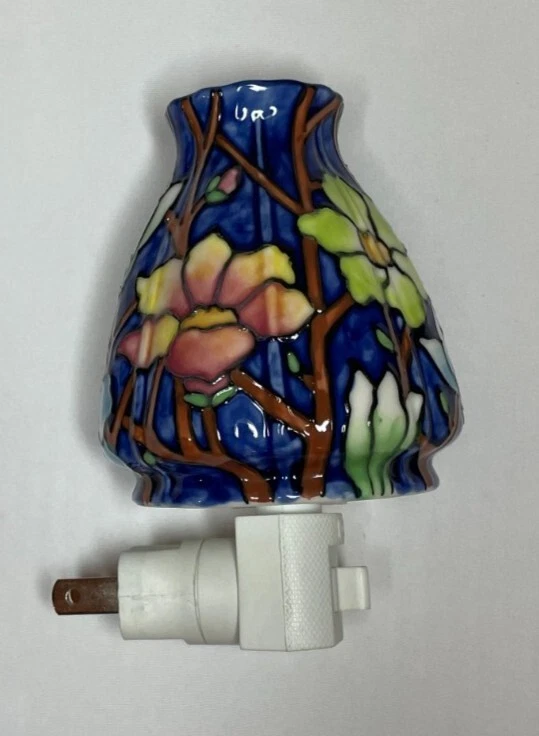 Glazed Ceramic Night Light Pansy Floral Porcelain Wall Light Made by GOYA 4
