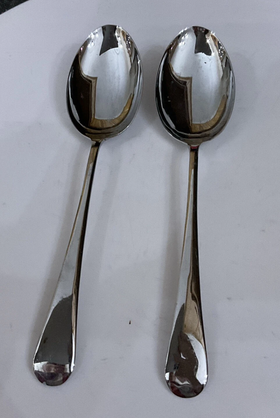 Vtg 2 Stainless Chrome Chromium Plate Old English 20.5cm Serving Spoons Cutlery