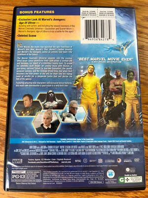 Guardians of the Galaxy DVD 2014 rated PG-13 (Chris Pratt, Zoe