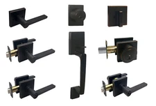 Oil Rubbed Bronze Door Lever Locks Square Plate Keyed privacy Passage Deadbolt 