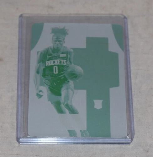 21-22 National Treasures Jalen Green YELLOW 1/1 Printing Plate Rookie Logoman