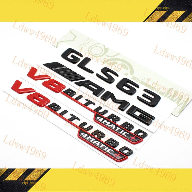 Juego completo insignia emblema 2017+ GLS63 AMG V8BITURBO para X166 X167 GLS63 negro rojo Foto 3 de 4