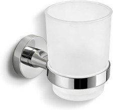 Toothbrush Holder Wall Mounted with Satined Cup with Chrome-Plated Holder,Metal