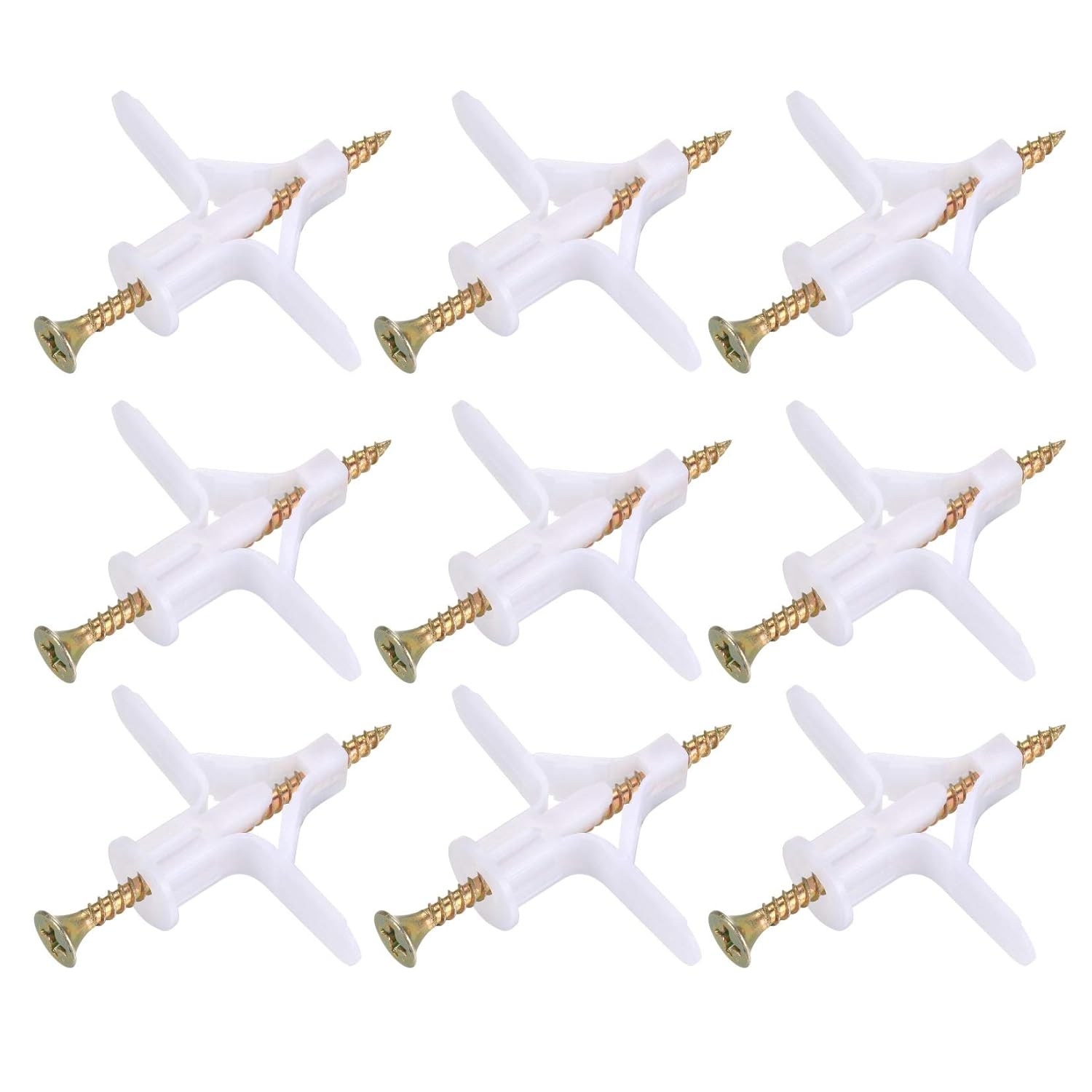 100 Plasterboard Wall Plugs and Screws Set(50 Wall Fixings Expansion Plug Anchor