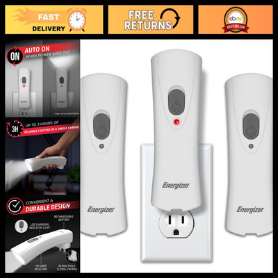 Rechargeable LED Flashlights (3-Pack) - Auto-On, Home Power Failure, Night Light