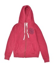 JACK WILLS Womens Zip Hoodie Sweater UK 10 Small Pink Cotton AM00