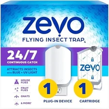 Zevo Flying Insect Trap Plug in UV Light Gnats Flies