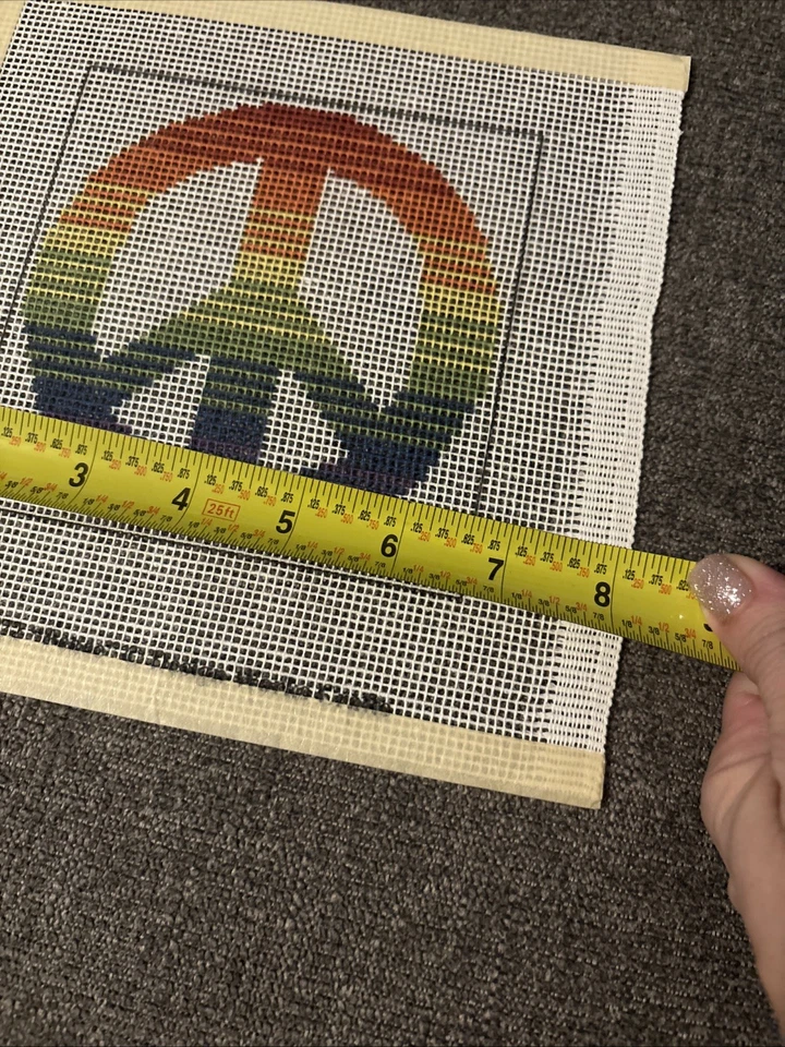 Peace Sign Rainbow Printed Needlepoint Canvas 7 count Pride Vintage - Image 4 of 4