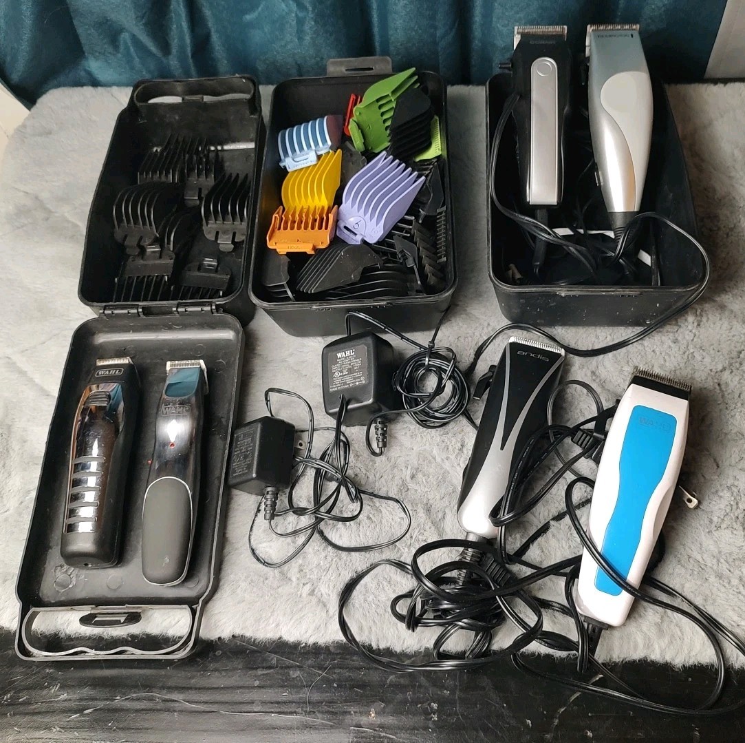 Lot of 6 Hair Clippers Trimmers Andis Wahl Conair Remingtom 