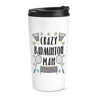 VerrüCkte Badminton Mann Stars Reise Becher Tasse Lustig Sport Thermo Becher