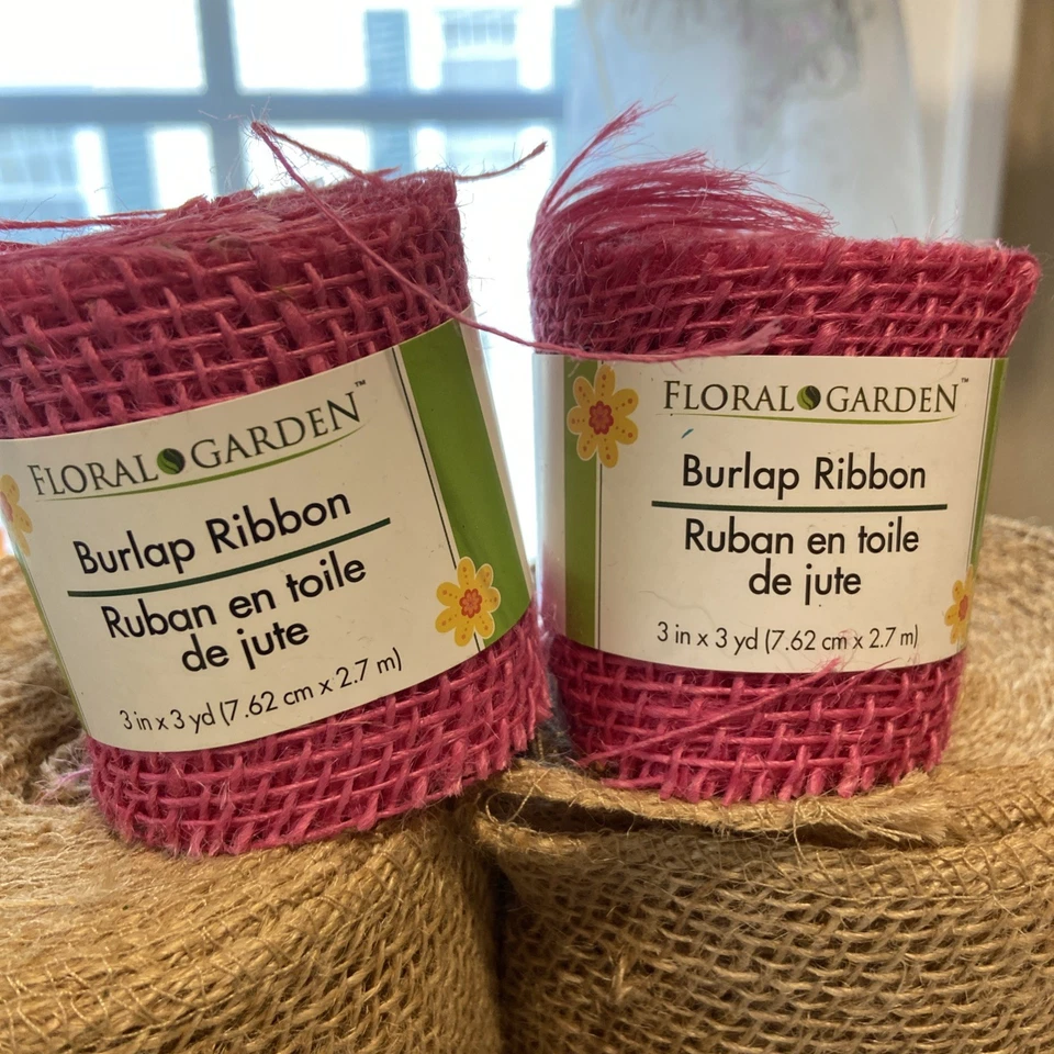 Mixed Lot Of Burlap Garland 5.5 & 5 Inch Width + 3” Ribbon + Jute Rope - Image 3 of 4