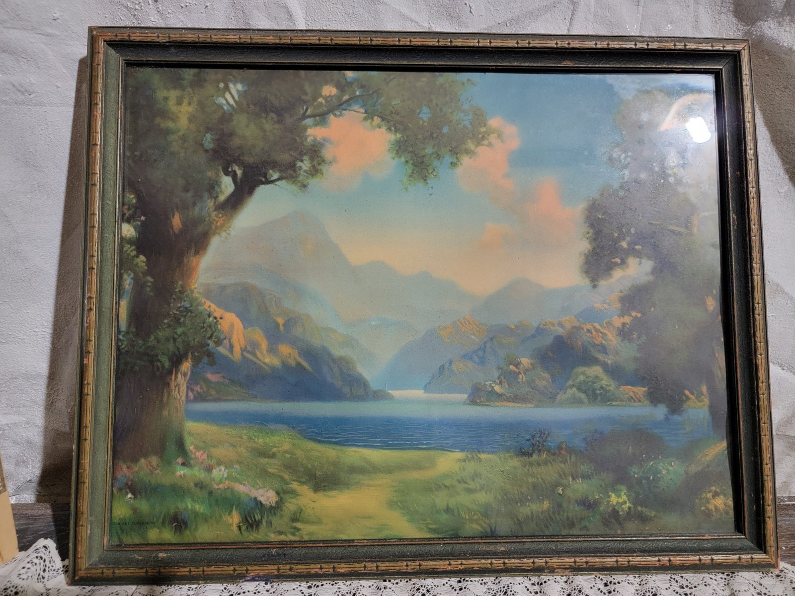Vintage Landscape Print by R. Atkinson Fox in Aged Frame - 20