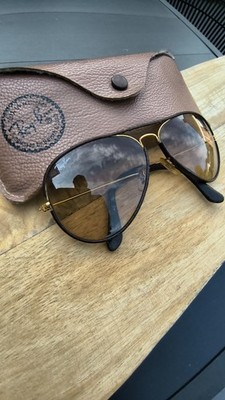 Vintage Ray-Ban Bausch & Lomb USA Leather Aviator Sunglasses 58-14