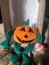    PUMKIN'   1998 Ty Beanie Babies Halloween JACK-O-LANTERN Pumpkin Baby MWMT 