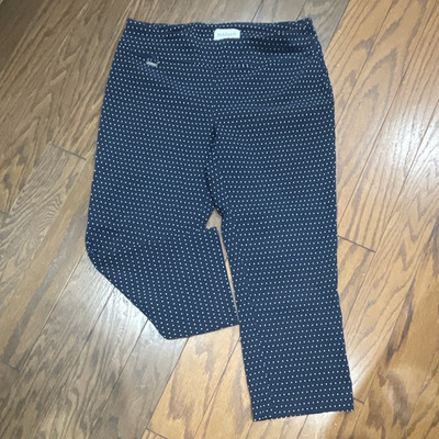 Peck & Peck Blue/White Polka Dot Pull-On Skinny Stretch Pants 26'' Inseam