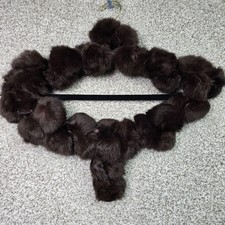 Womens Brown Fur Scarf One Size Pom Pom Neck Warmer Winter Wrap Stole Plush