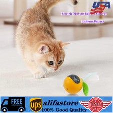 ABS PVC Electric Moving Ball LED Light Cat Toy With Feather Decoration USB Cable