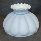 Light Blue 10" Matte Painted Melon Shade Vintage Milk Glass Oil/Gas Lamp GWTW
