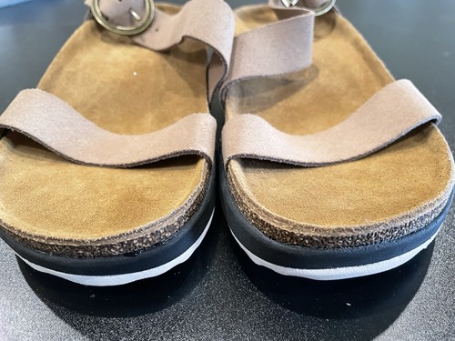 Sandalias Aetrex Adrianna Talla 9-9.5 WO’s Nubuck (gamuza) Gamuza y Suela de Cama de Corcho. Usado en excelente estado - Imagen 7 de 10