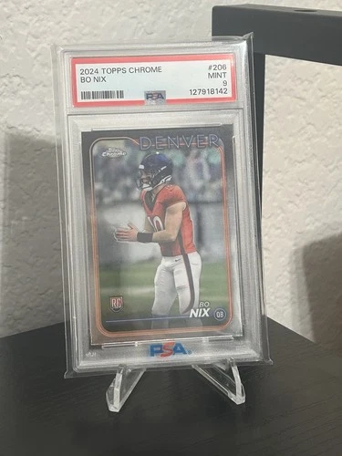 Topps 2024 Chrome Rookies Bo Nix #206 PSA 9 Rookie Denver Broncos Football Card