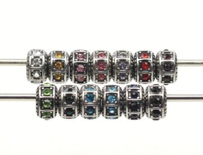 1 Stk. Edelstahl Vintage Strass Rhinestone Rondelle 10x6mm Großlochperle Perle