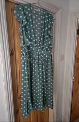Glamorous green polka dot midi dress size uk 18 | eBay UK