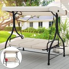 New Listing3-Person Patio Porch Swing Hammock Bench Lounge Chair Convertible Bed w/ Canopy