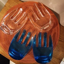 Lucite Claws - Salad BBQ  Meat Shredder Grabber Forks Tongs VTG Blue or Clear