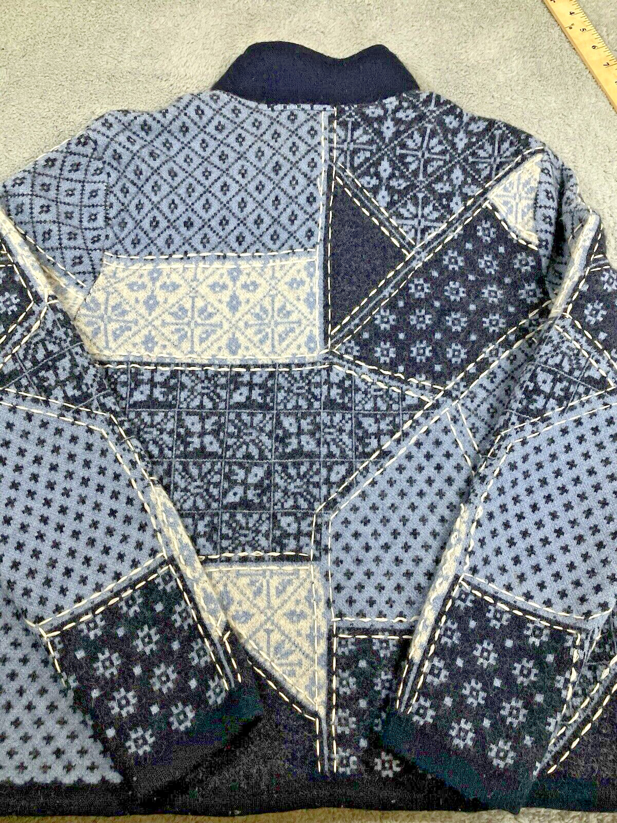 TALBOTS Womens Merino Wool Patchwork Whipstitch F… - image 6