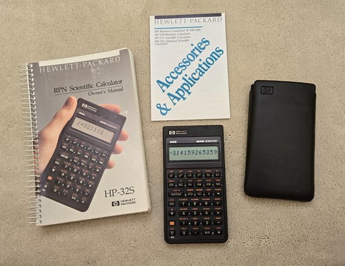 Hewlett Packard HP 32S RPN Scientific Calculator, case, Owner's Manual, clean