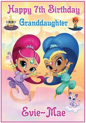 KARMAKARDS Personalised Shimmer & Shine Inspired Birthday Card - Gorgeous !