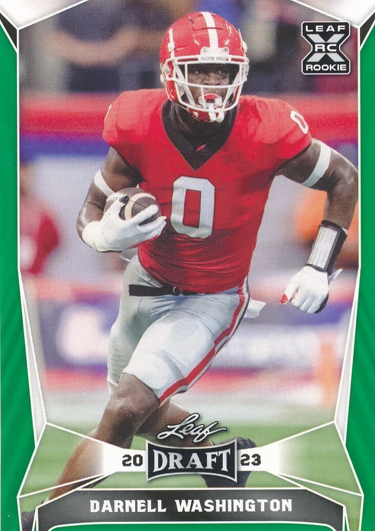 #45 DARNELL WASHINGTON 2023 Leaf Draft Football GREEN RC STEELERS