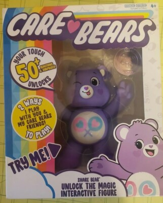 Care Bears 5'' Interactive Figure Purple Share Bear Unlock 50+ Reactions NEW