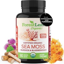 ForestLeaf Organic Irish Sea Moss - 2100mg with Burdock Root  Veggie Pills