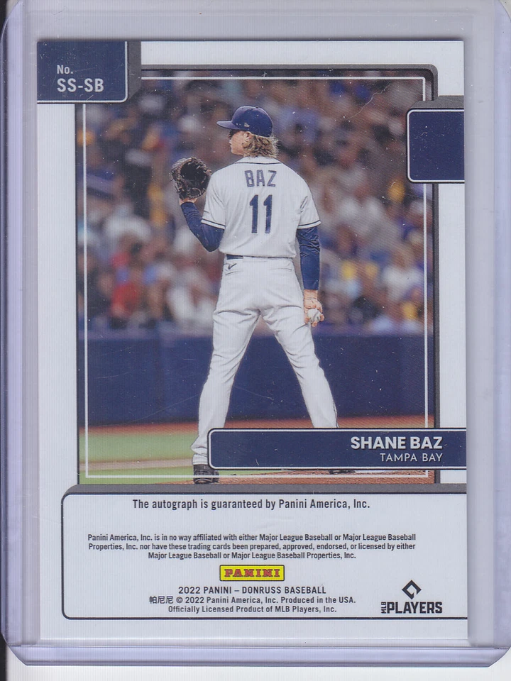 2022 Donruss Baseball Signature Series Auto #SS-SB Shane Baz - Tampa Bay Rays - Image 2 of 2
