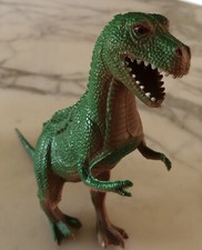 Vintage 1985 Imperial Tyrannosaurus Dinosaur T-Rex Toy 8  Plastic Green/Tan