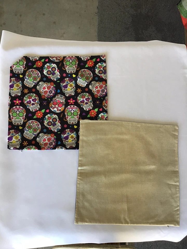 Day Of The Dead Set Of Two 18x18 Pillowcases Halloween  New - Image 2 of 4