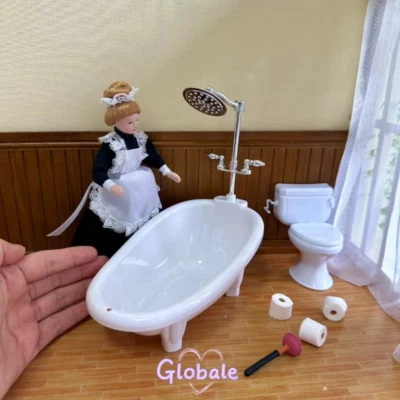 6 St. Miniatur Badezimmermöbel Maßstab 1:12 Puppenhaus Kunststoff Toiletten - Bild 1 von 4