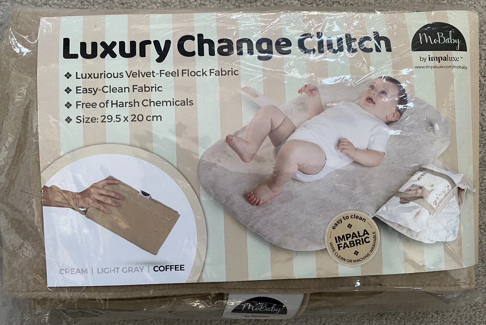 BN - MOBABY by IMPALUXE coffee Baby Nappy Change Mat in Foldable Clutch Bag